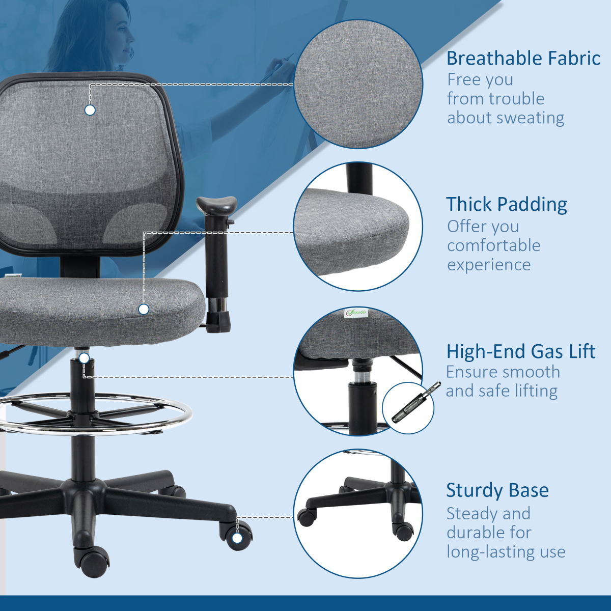 drafting chair tall office stand desk chair foot view 8