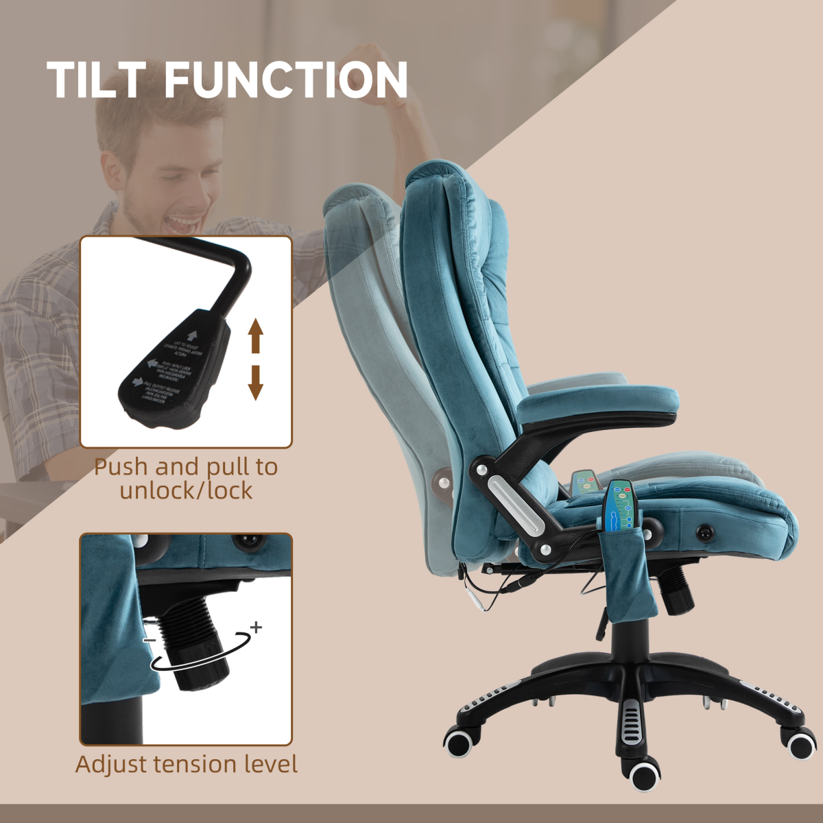 executive reclining chair w heating massage points relaxing view 6