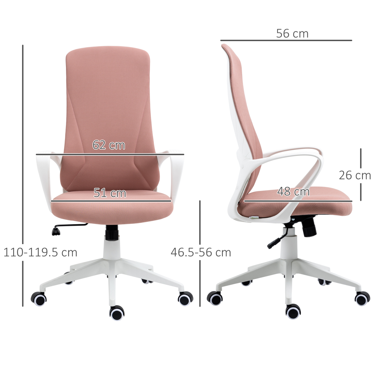 vinsetto highback home office chair height adjustable elastic view 3