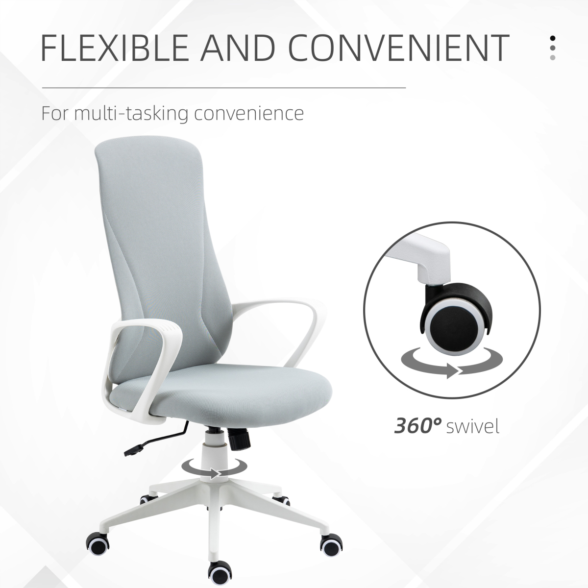 vinsetto highback home office chair height adjustable elastic view 8