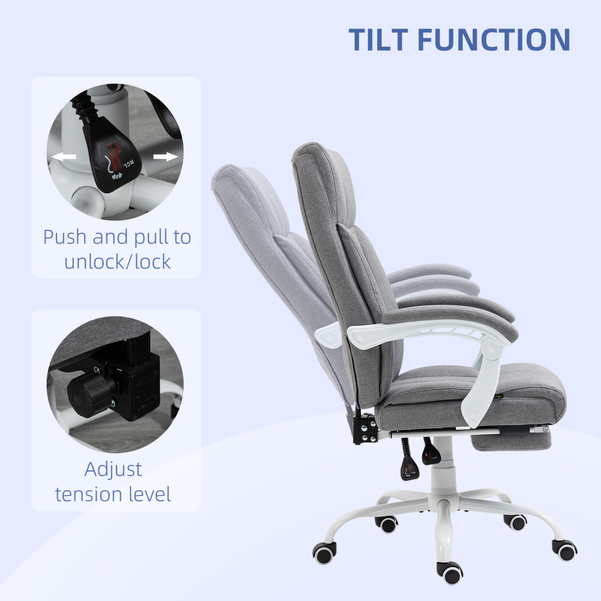 vinsetto fabric office chair for home with arm view 5