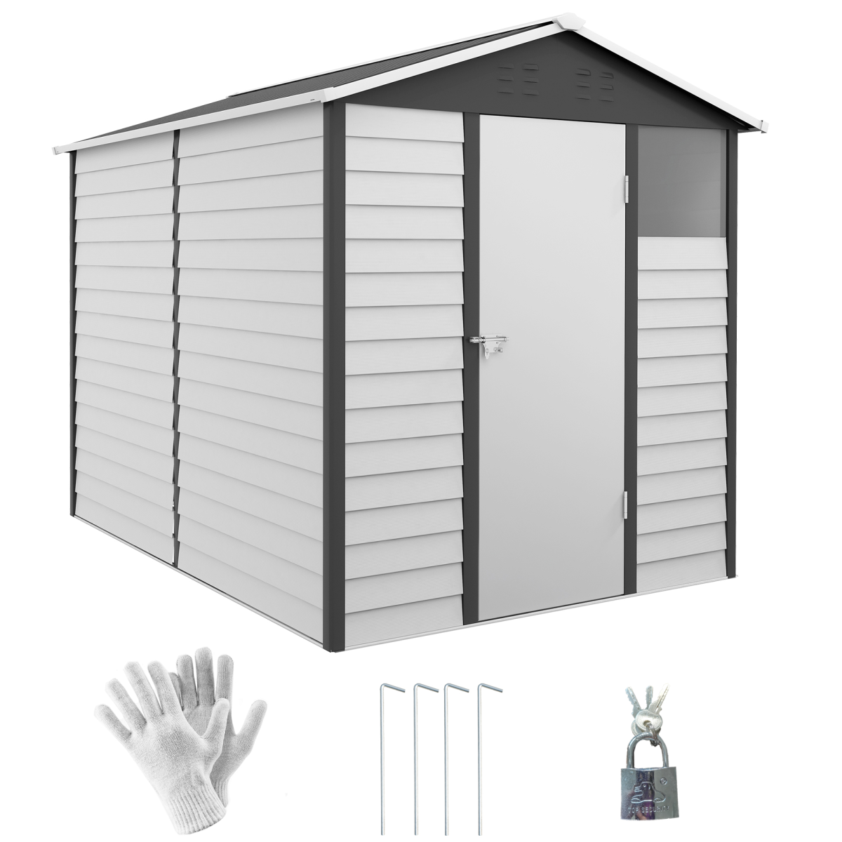 outsunny 9'x6' galvanised metal garden shed tool storage