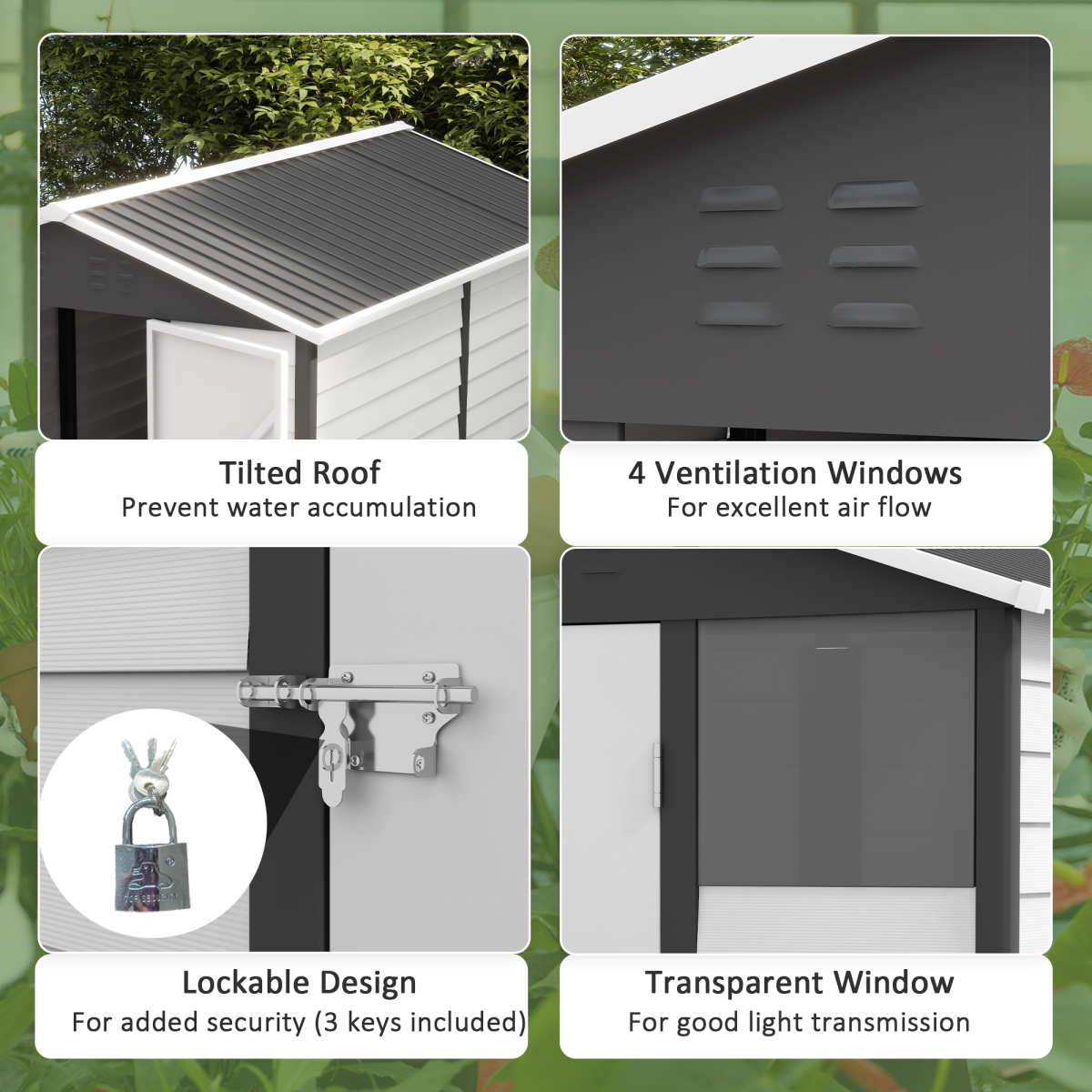 outsunny 9'x6' galvanised metal garden shed tool storage