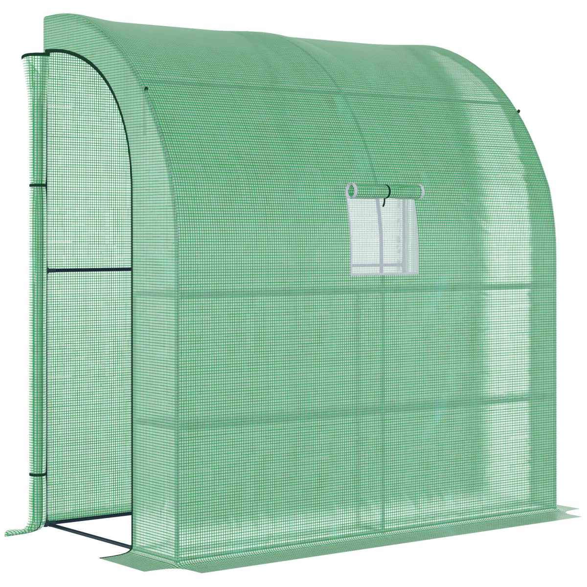 walk-in lean to wall greenhouse window&door 200lx 100w