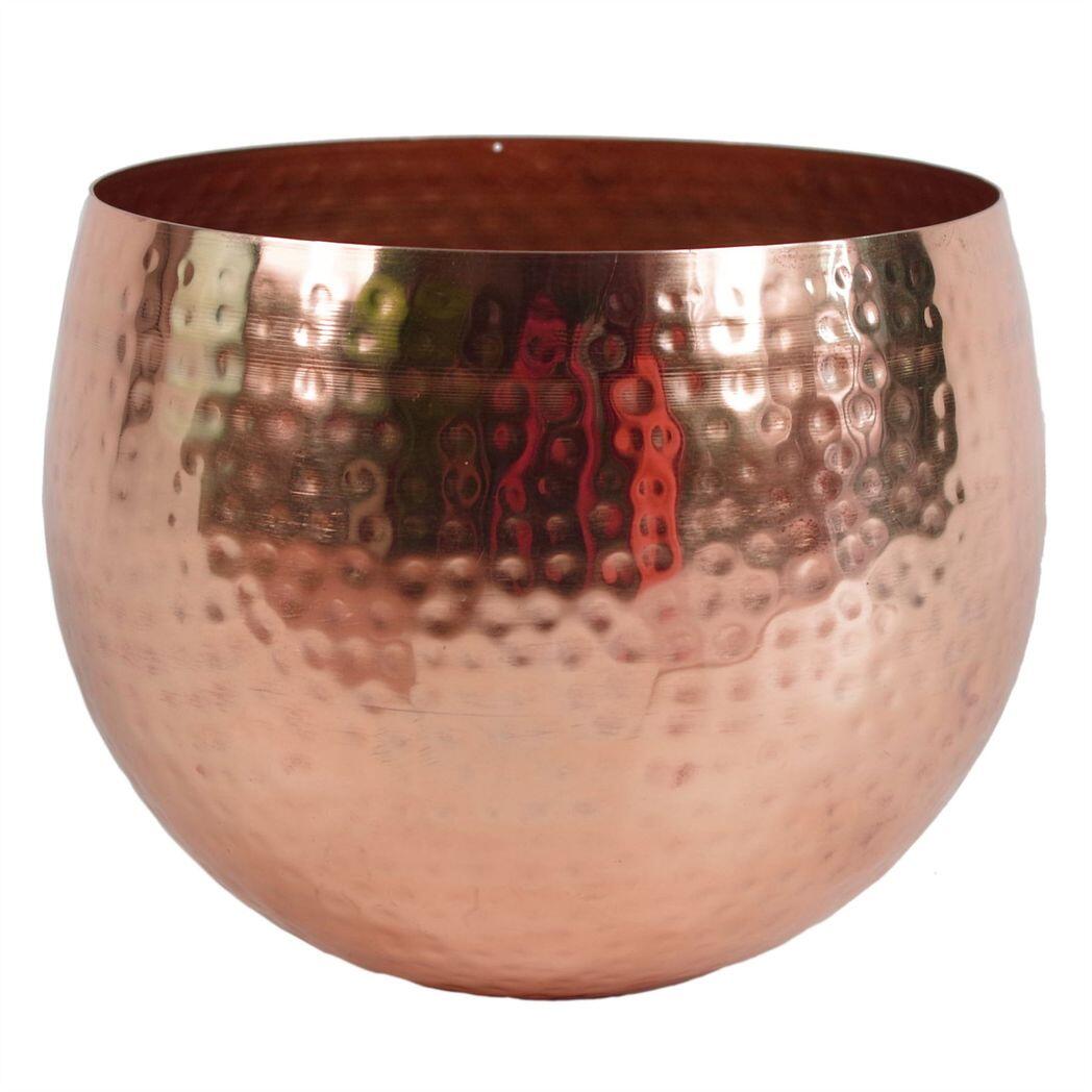 artificial christmas xmas red poinsettia 40cm copper hammered view 2