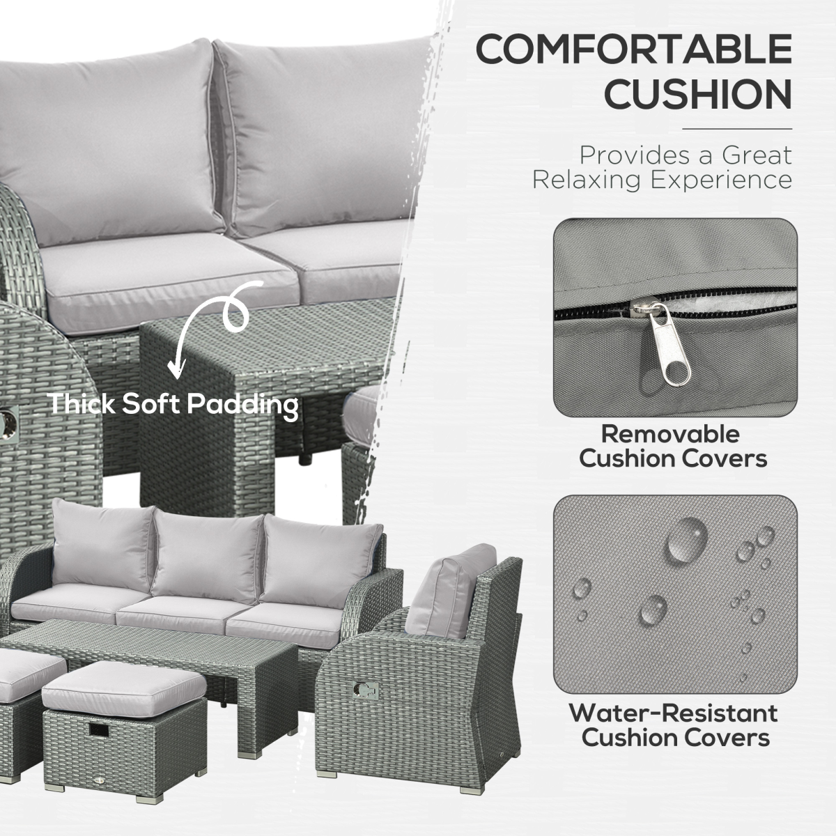7seater outdoor garden rattan furniture set w recliners view 8