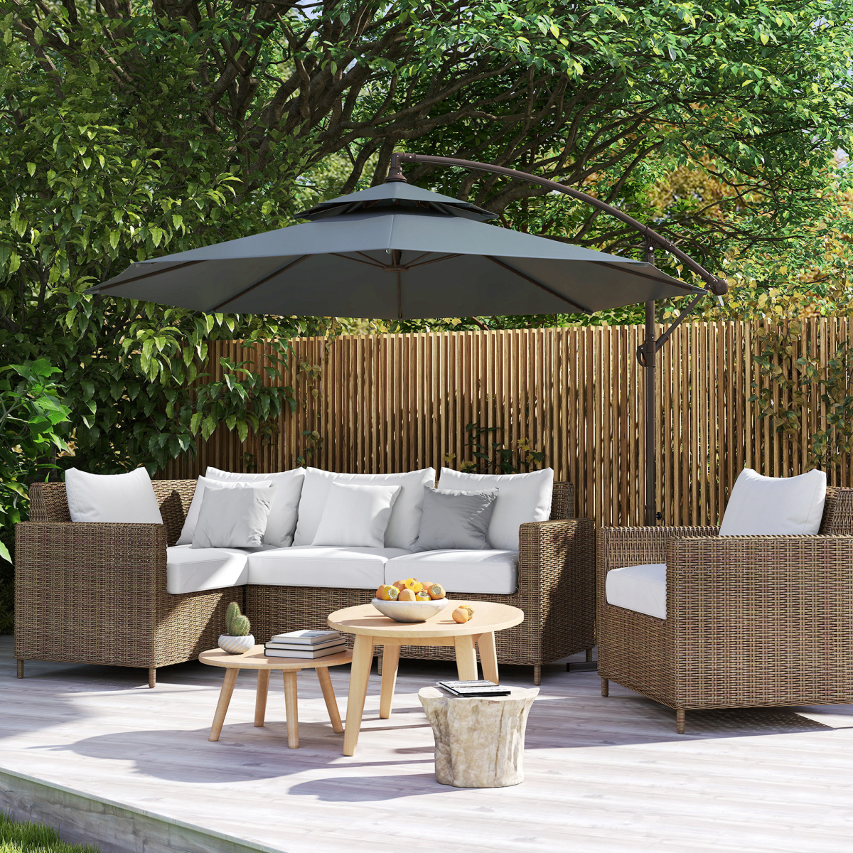 27m garden banana parasol cantilever umbrella handle dark view 2