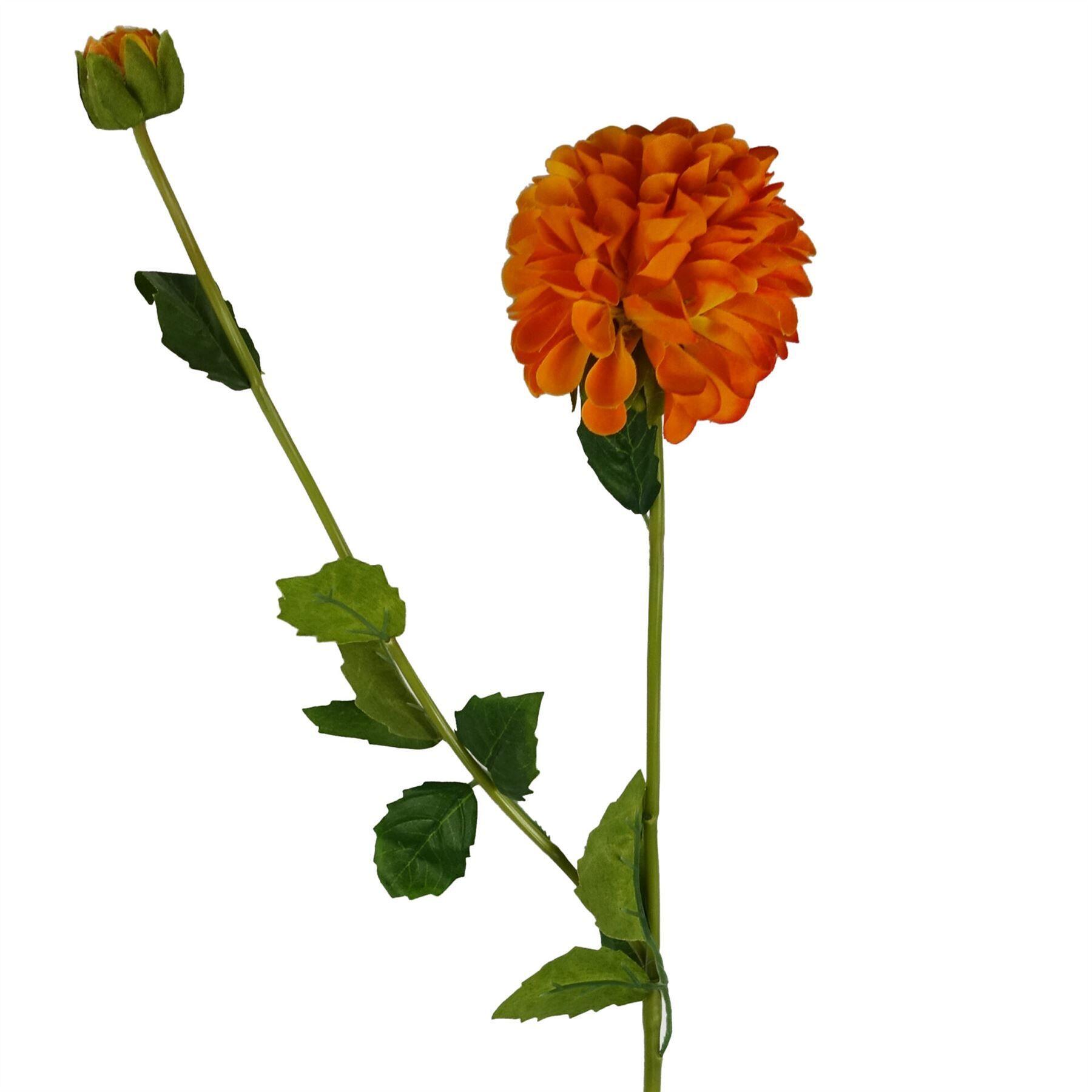 75cm artificial dahlia pompom flowers orange view 1