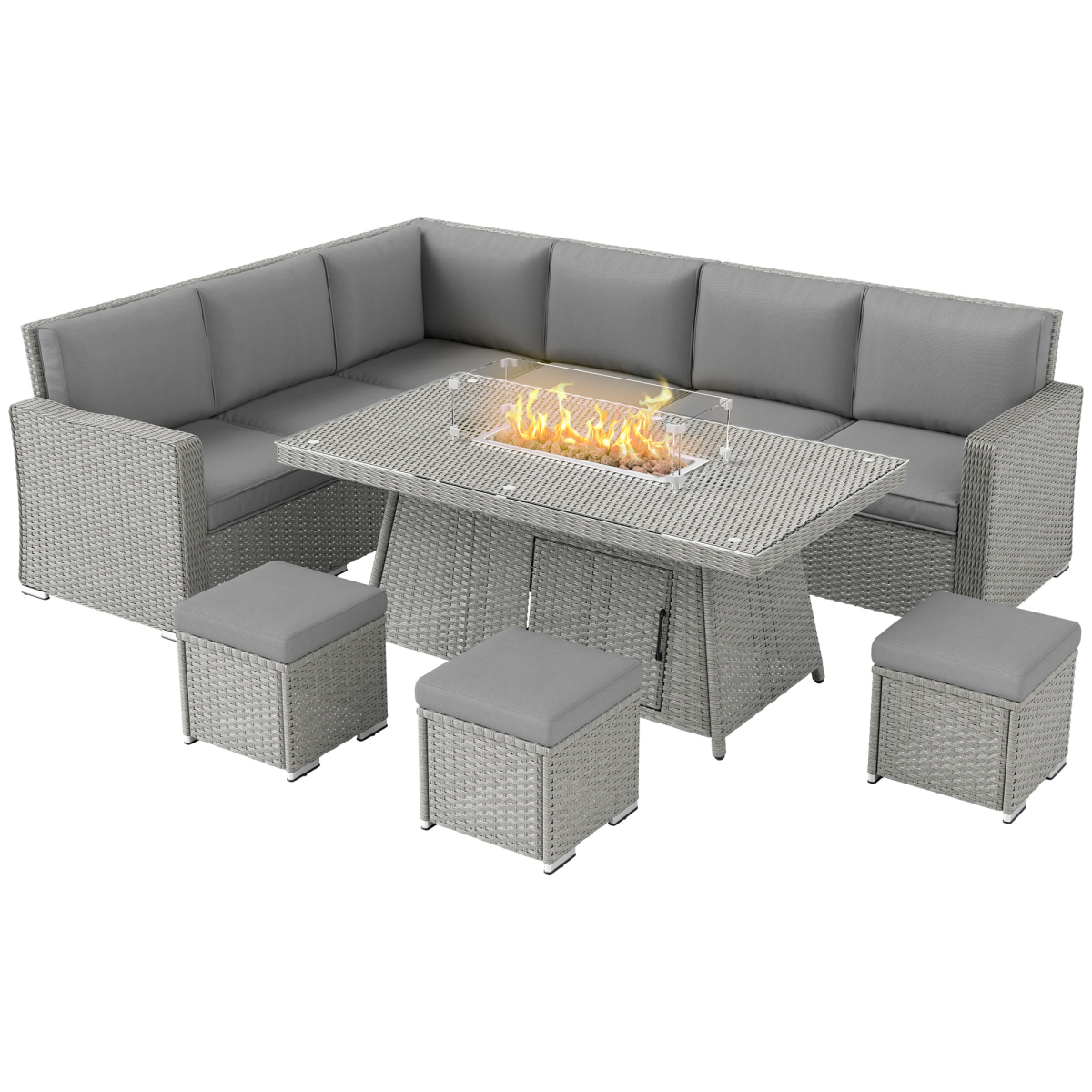 outdoor fire pit table set 50000 btu heat view 1