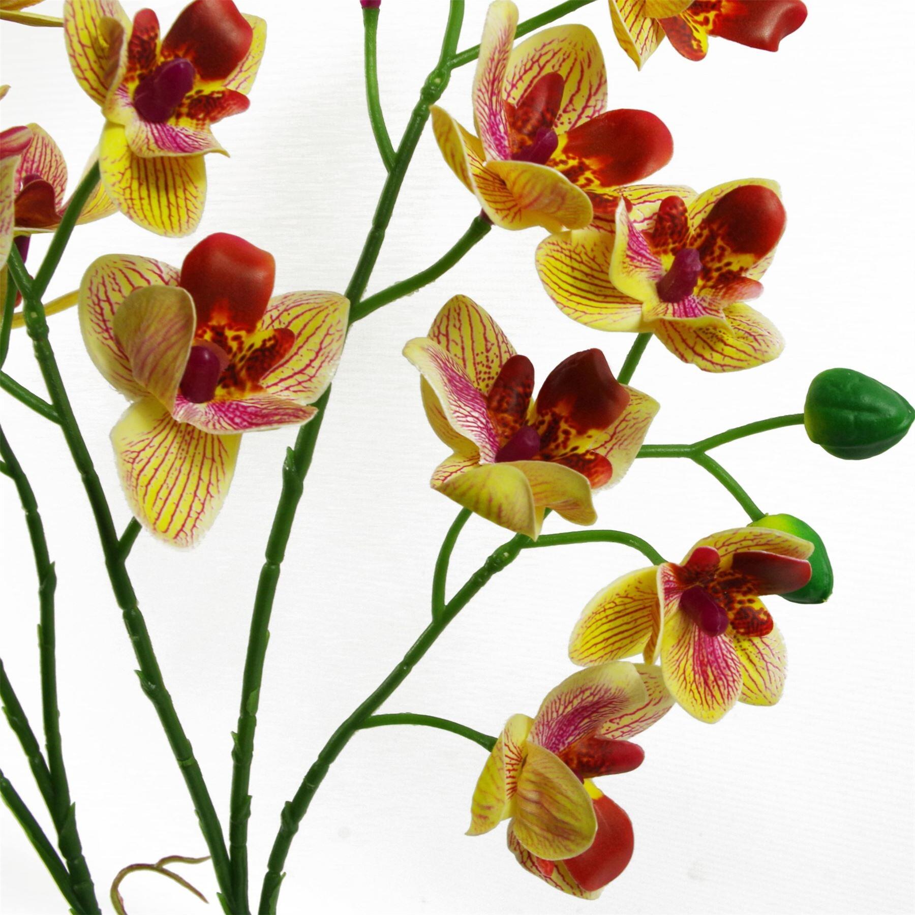 43cm pink yellow artificial orchid in ceramic planter view 2