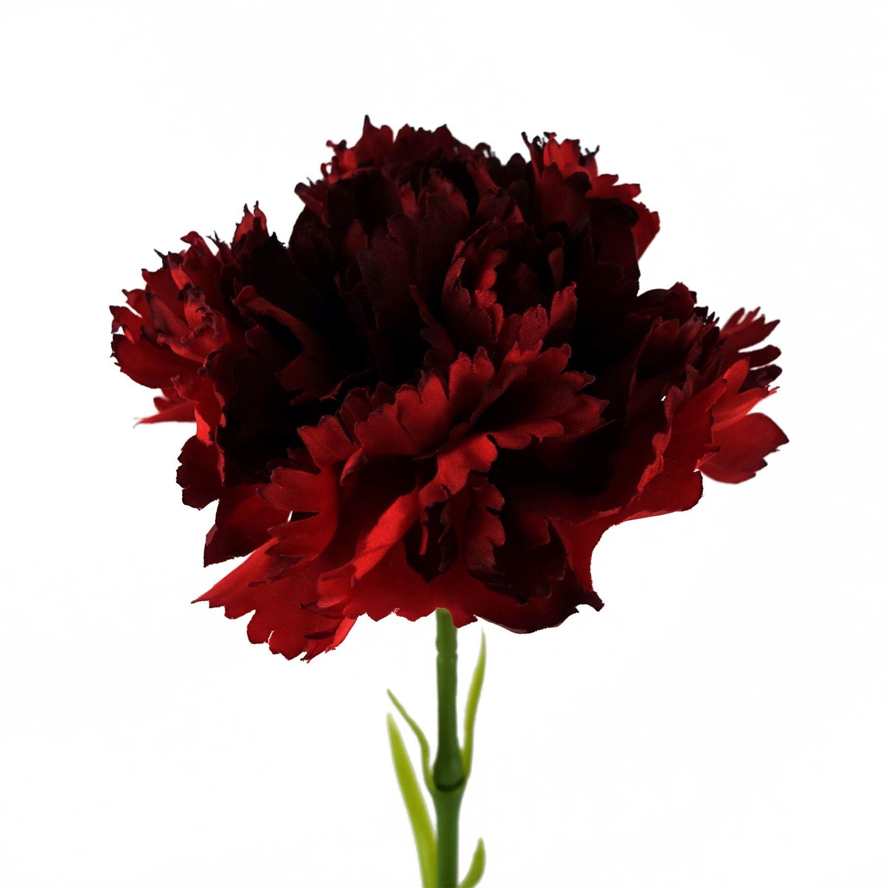 image of 12 x red carnation artificial flowers view 2
