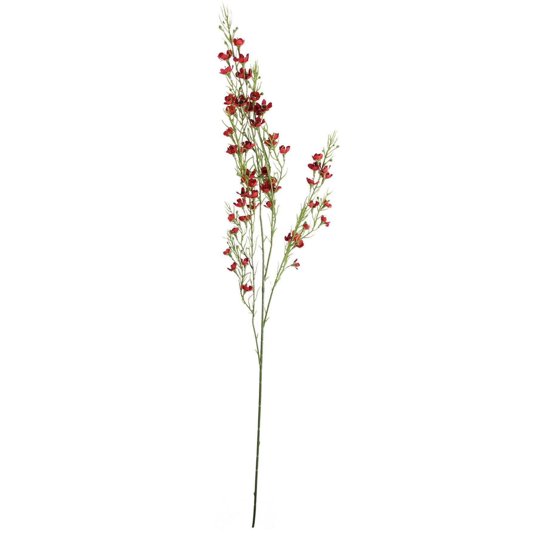 image of pack of 6 x 100cm artificial foliage stem with small flowers  red view 2