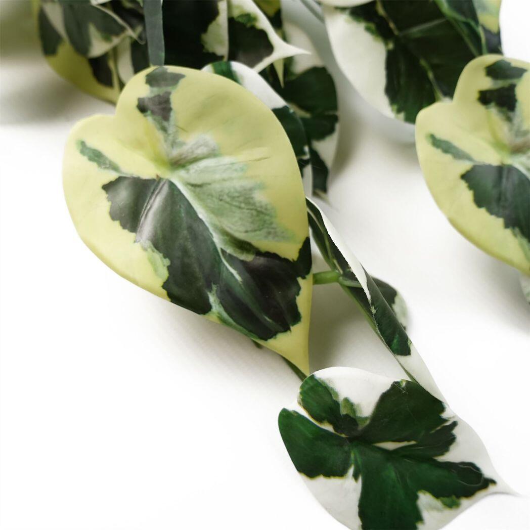 image of 40cm artificial trailing variegated marble pothos plant view 2