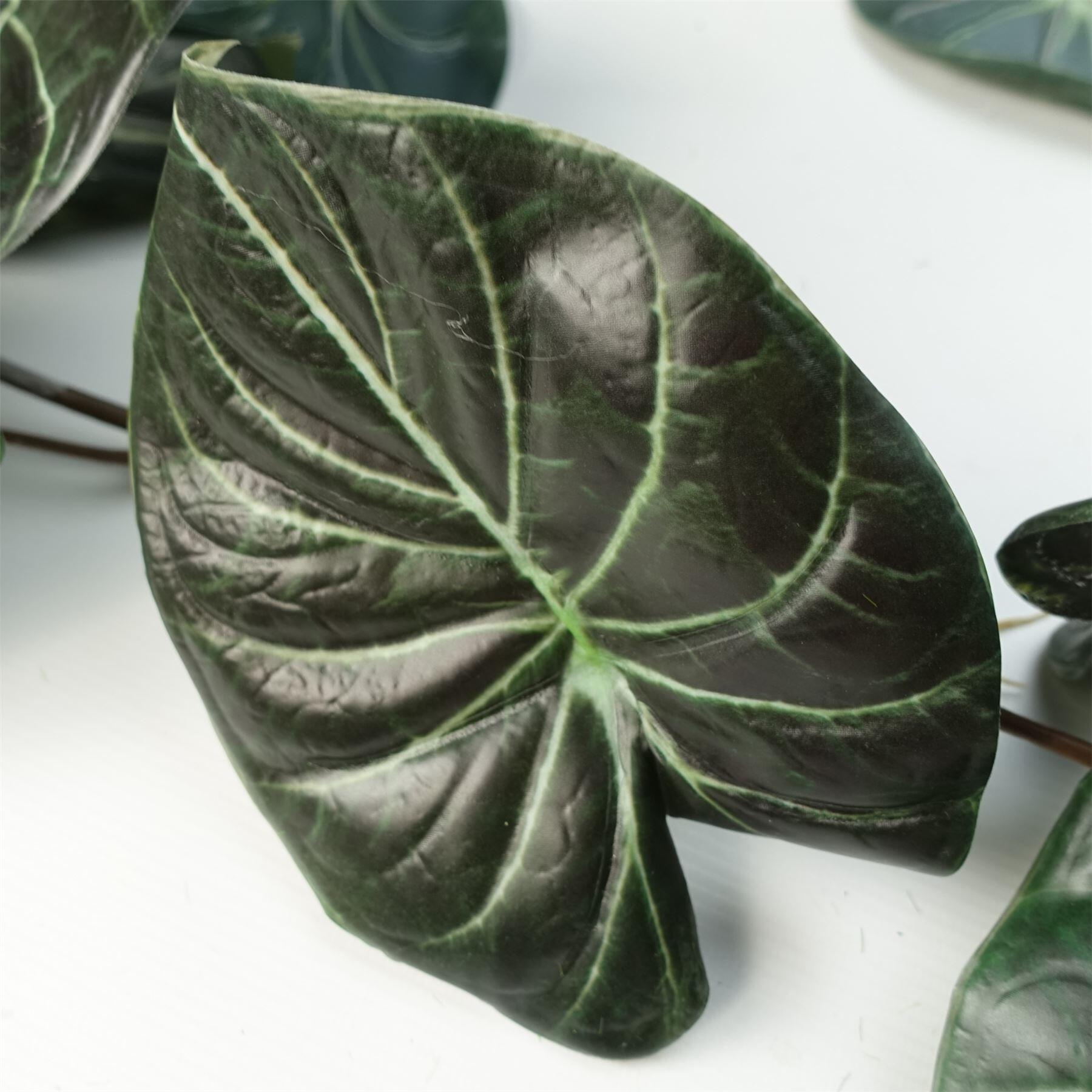 image of 6 x 120cm artificial hanging trailing plant alocasia dragon scale dark view 4