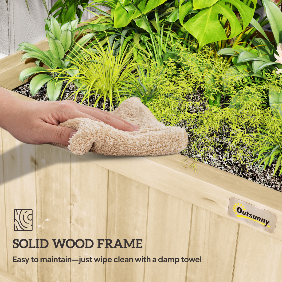 zoomed image of wood planter with trellis for climbing plants vines planter box natural