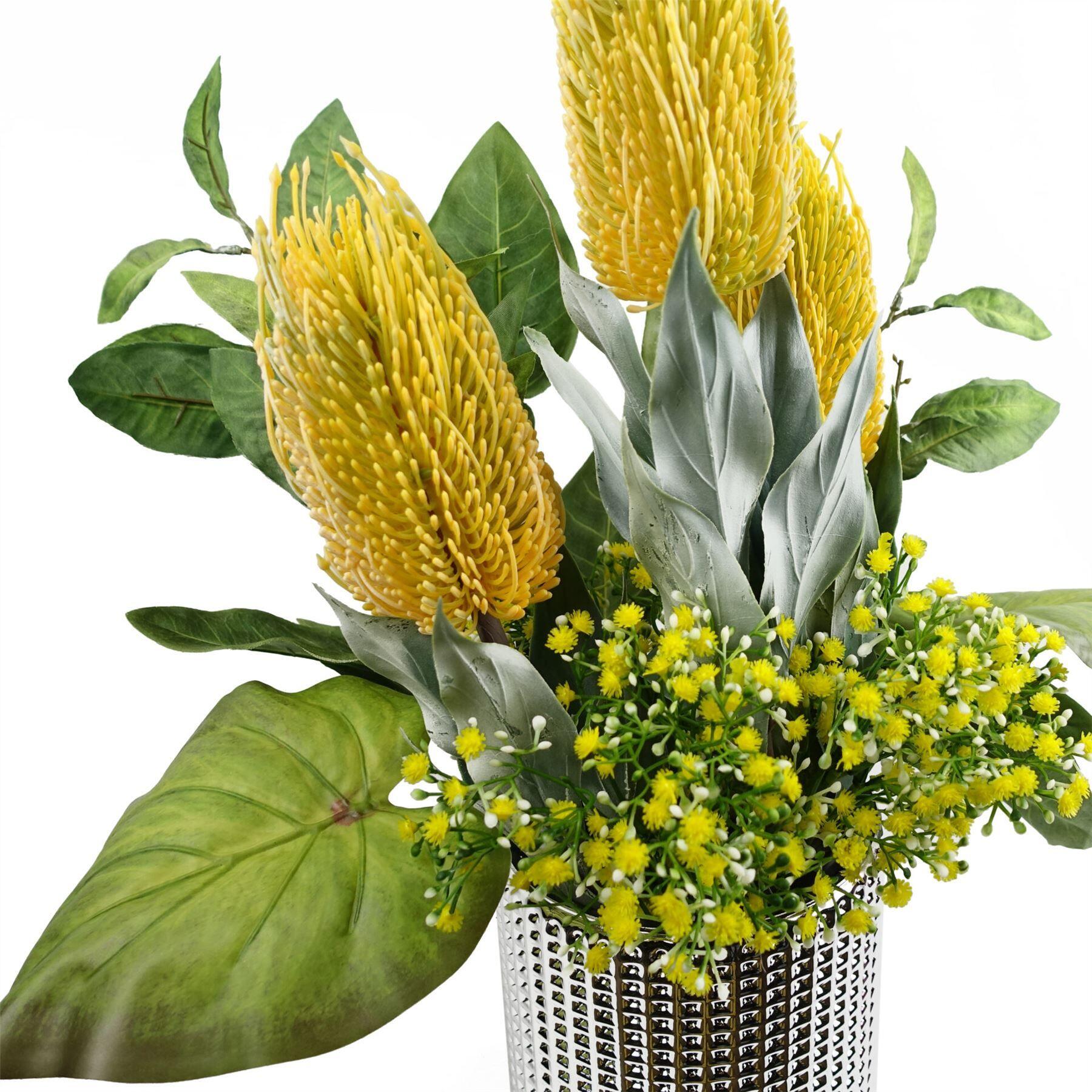 angled view of pack of 6 x 55cm gypsophila yellow stem