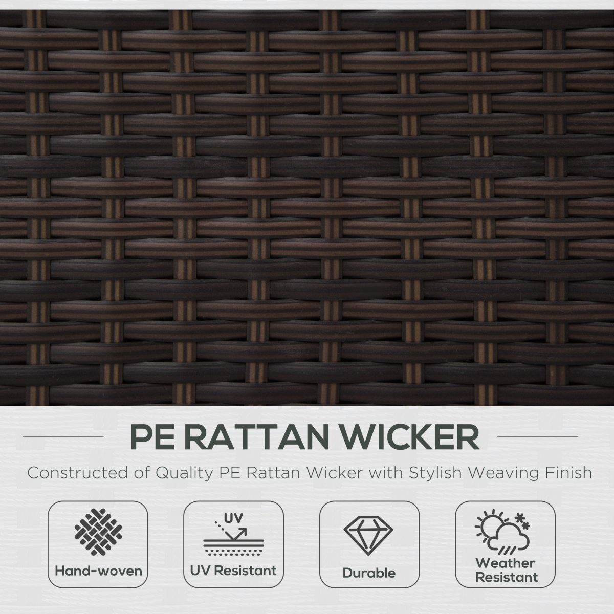 angled view of rattan single sofa chair garden wicker weave armchair fire resistant brown