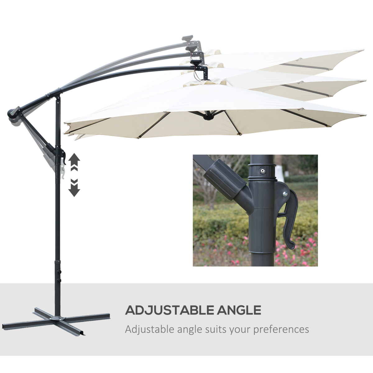 Umbrella Parasol with Solar Powered LED stripes