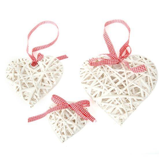 white wicker heart for decoration hanging christmas