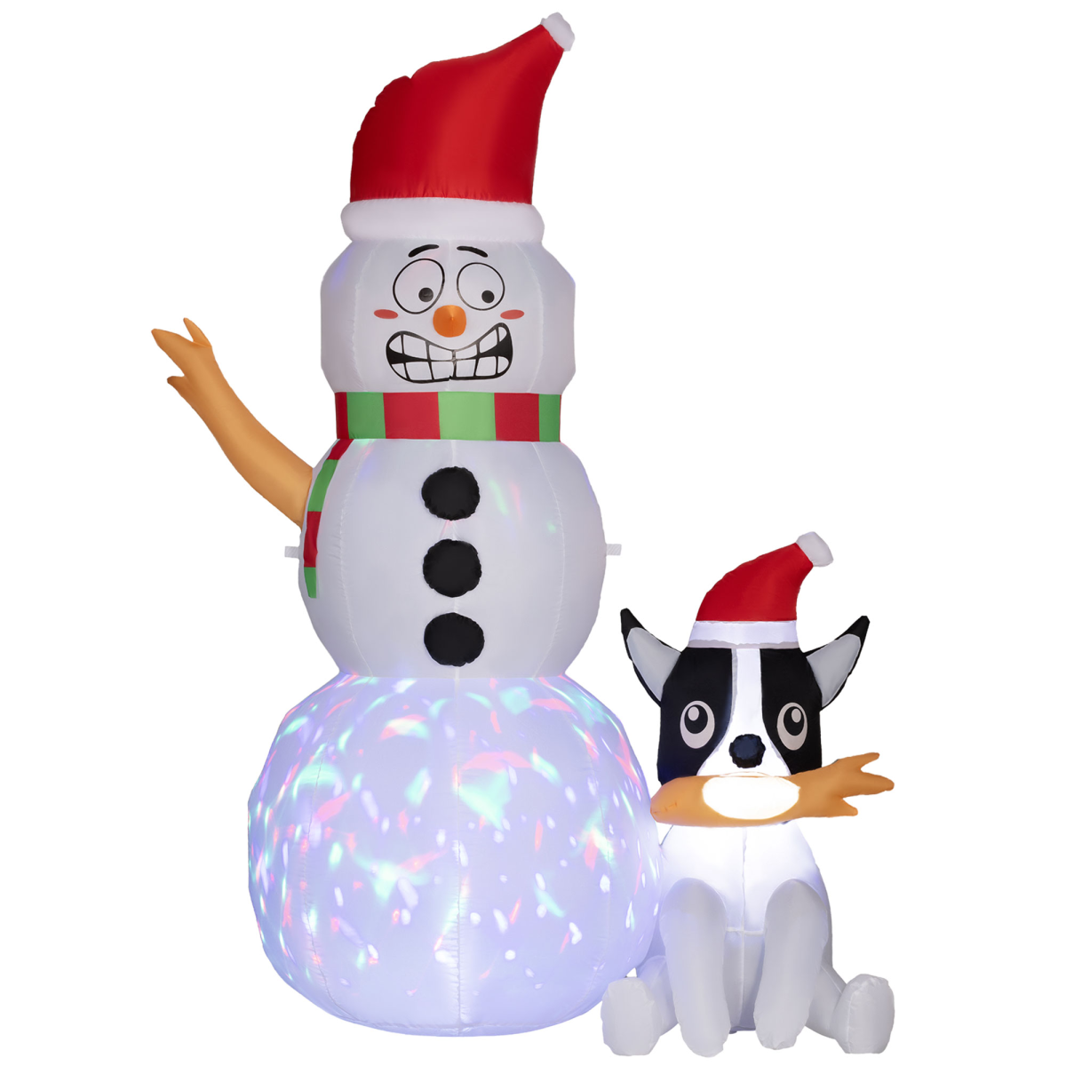 Picture of 6.2FT Christmas Blow Up Snowman with Dog for Garden in a clear product view.
