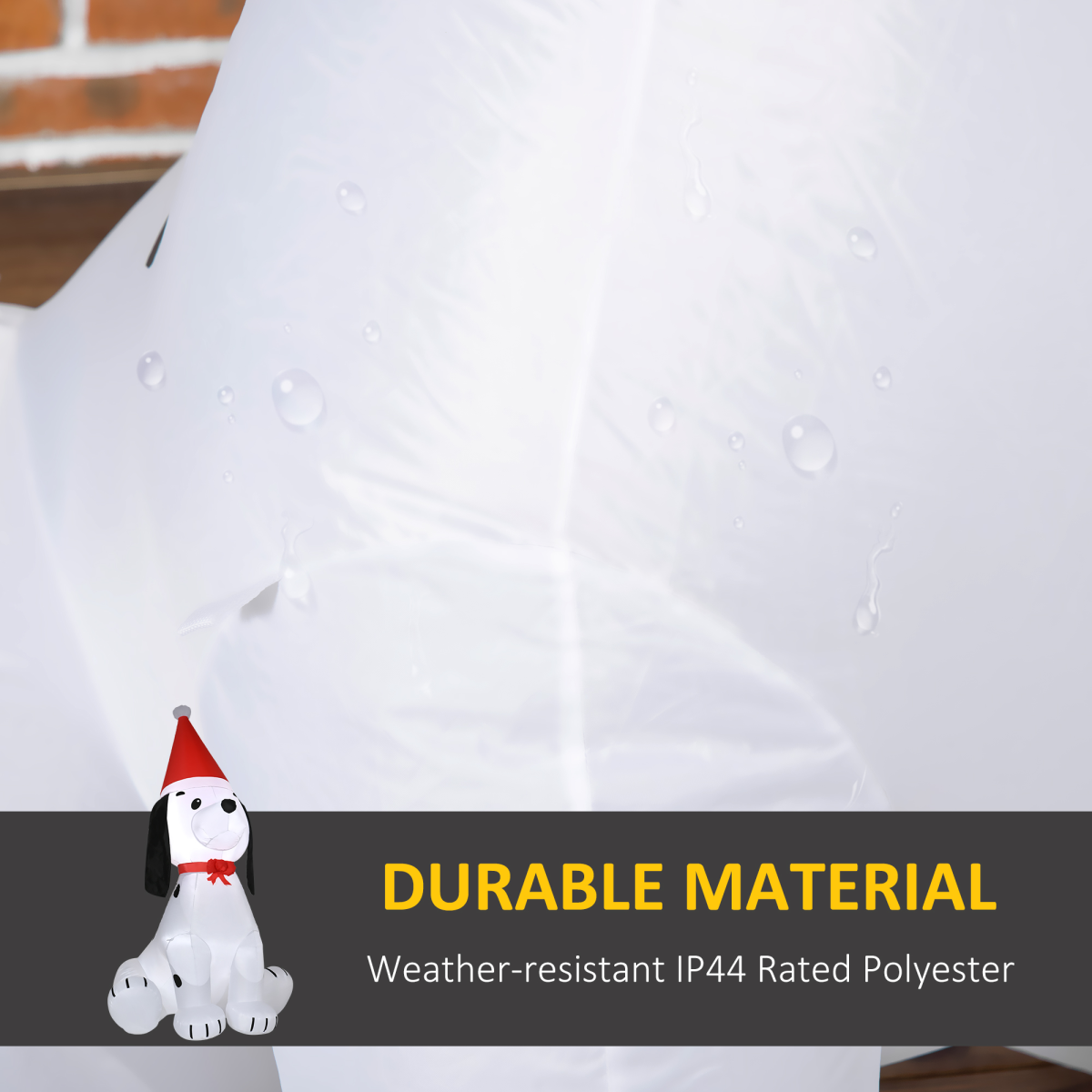 High-quality image of 6ft Inflatable Christmas Puppy Dog Wearing Santa Hat Lighted for eCommerce listing.