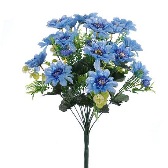 Artificial Flower Bush 50cm Spiky Dahlia Blue