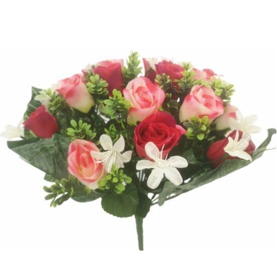 Artificial Flower Bouquet 35cm Pink Rosebuds