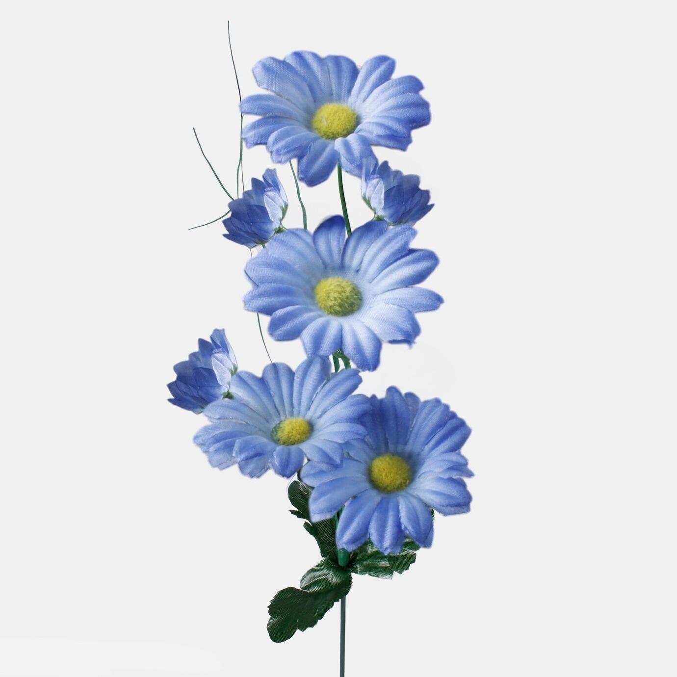 Artificial Flowers 43cm blue Daisy Stem