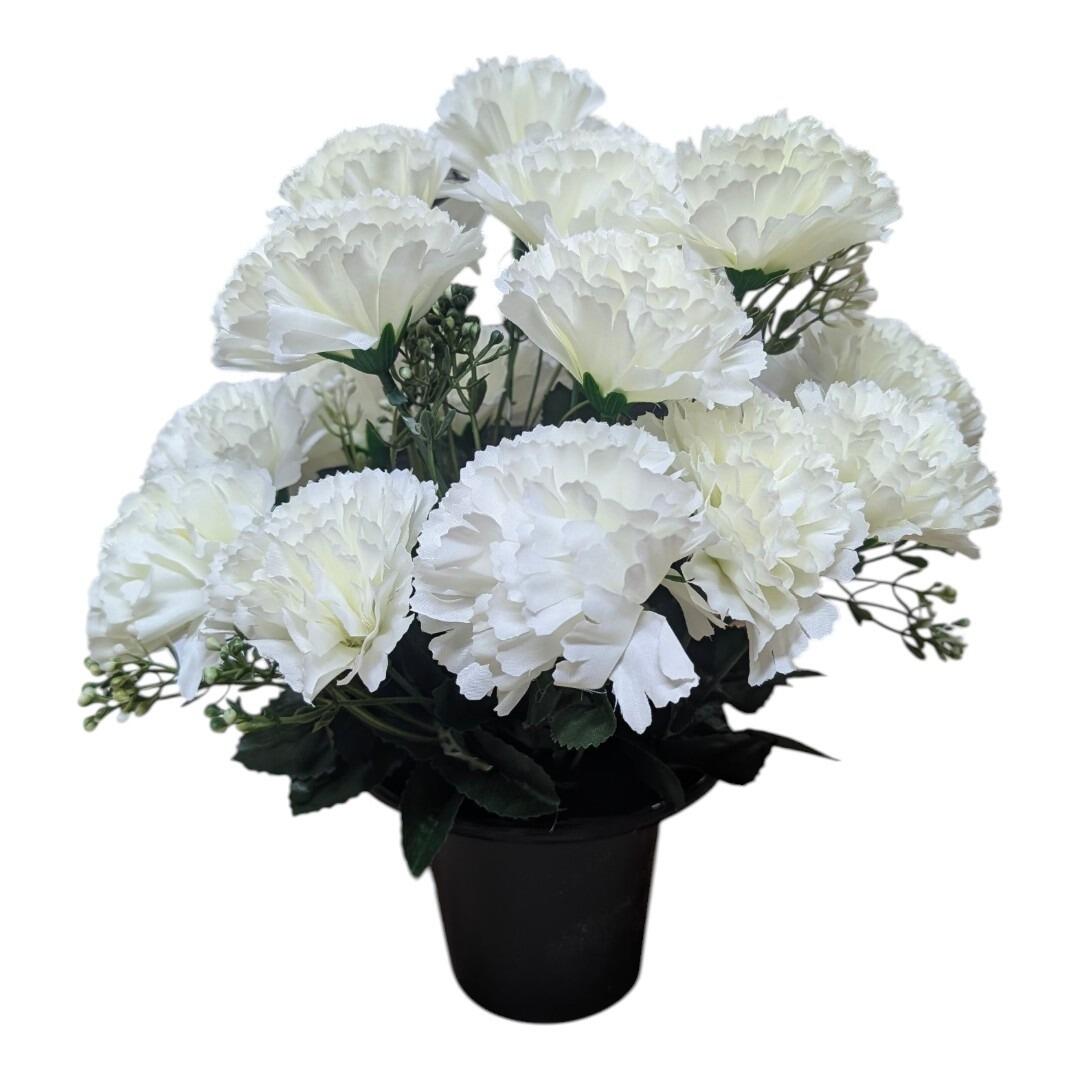 ivory carnation grave vase pot artificial flowers