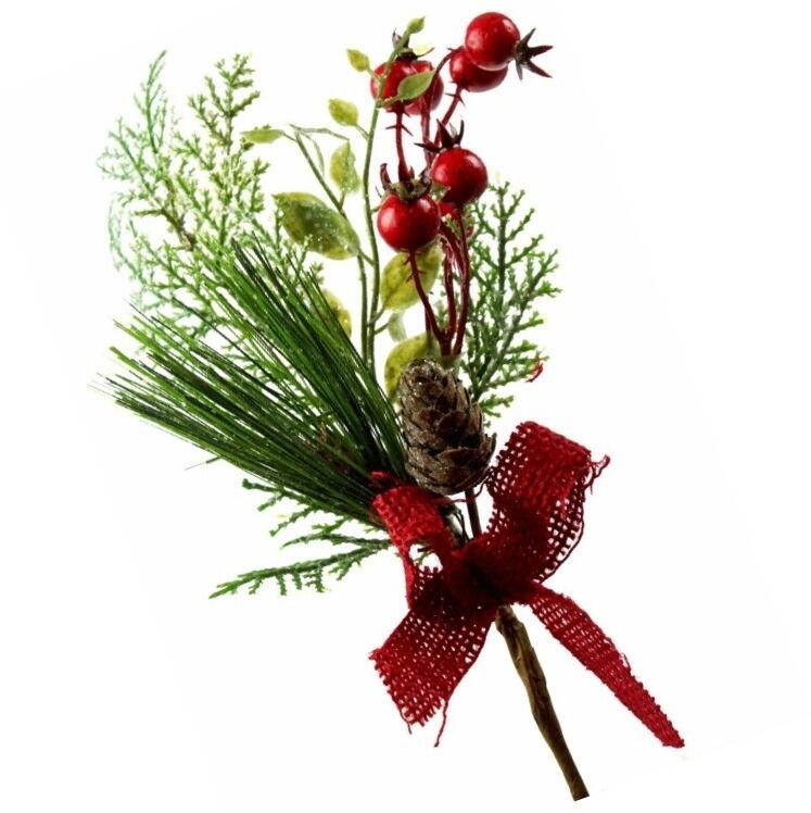 Christmas Berry Pine Cone Pick 12 inch