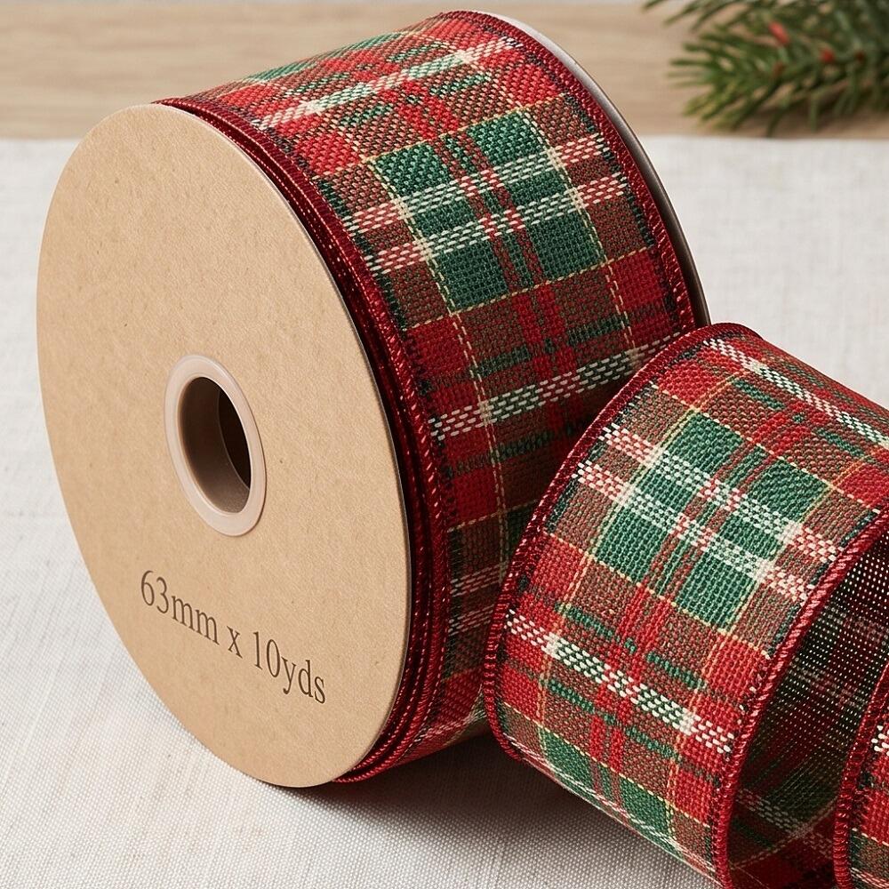 Tartan Christmas Ribbon red green