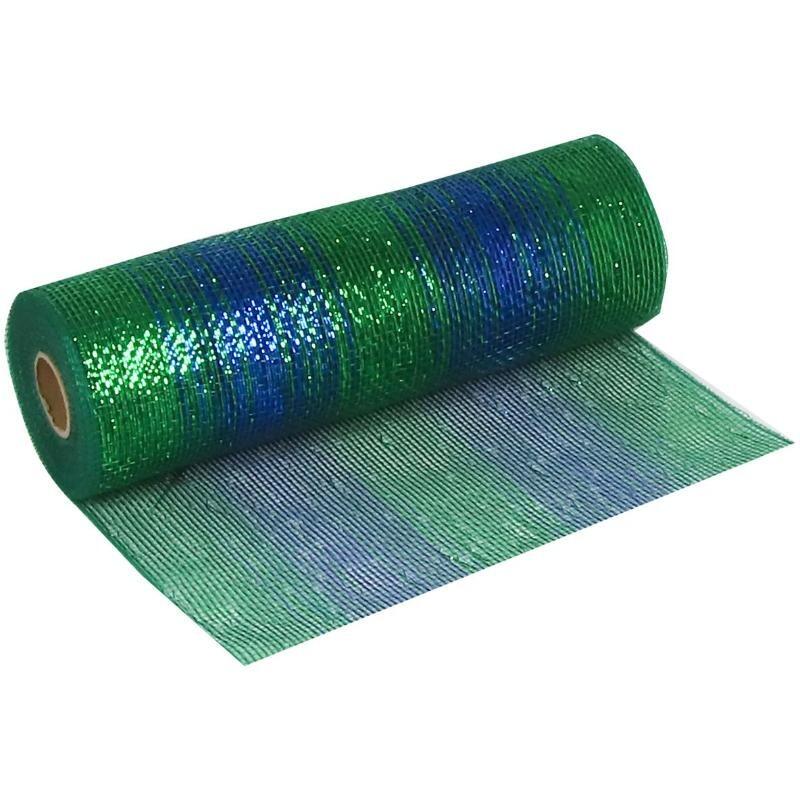 Eleganza Metallic Deco Mesh 10 Inch x 9.1m blue green