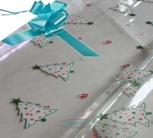 hamper wrapping kit christmas trees cellophane wrap aqua