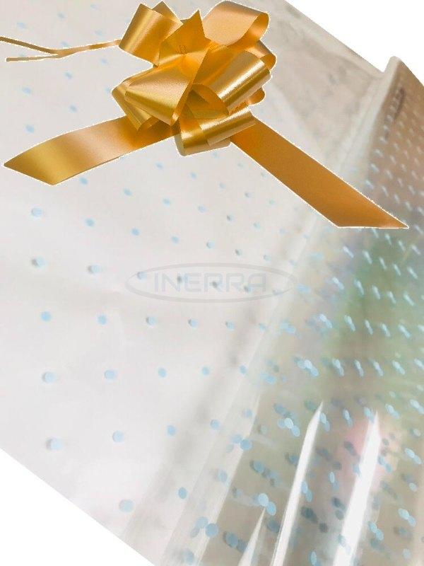 gold blue dot cellophane baby shower gifts hamper basket wrapping cellophane and bow
