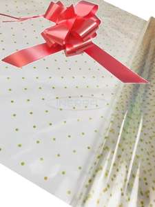 salmon pink Hamper Cellophane and Large Aqua Bow for Wrapping Hampers