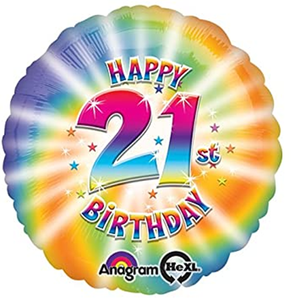 ANAGRAM 17 INCH FOIL BALLOON - HAPPY 21ST BIRTHDAY