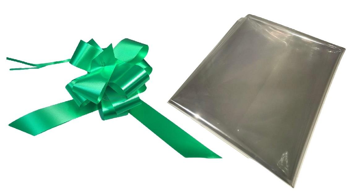 emerald green bow cellophane gift wrap