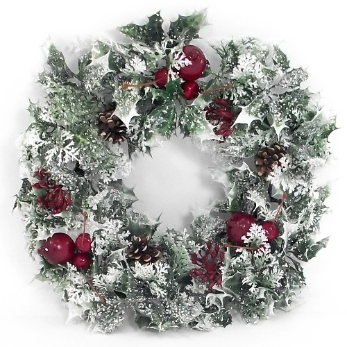 christmas door berry holly wreath white green