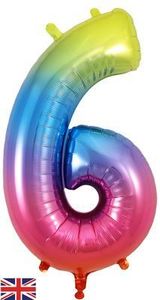 giant large rainbow number foil helium birthday party balloon 6