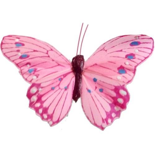 pink feather craft butterflies floral wired