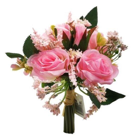 Artificial Mini Roses Bouquet Bundle Pink