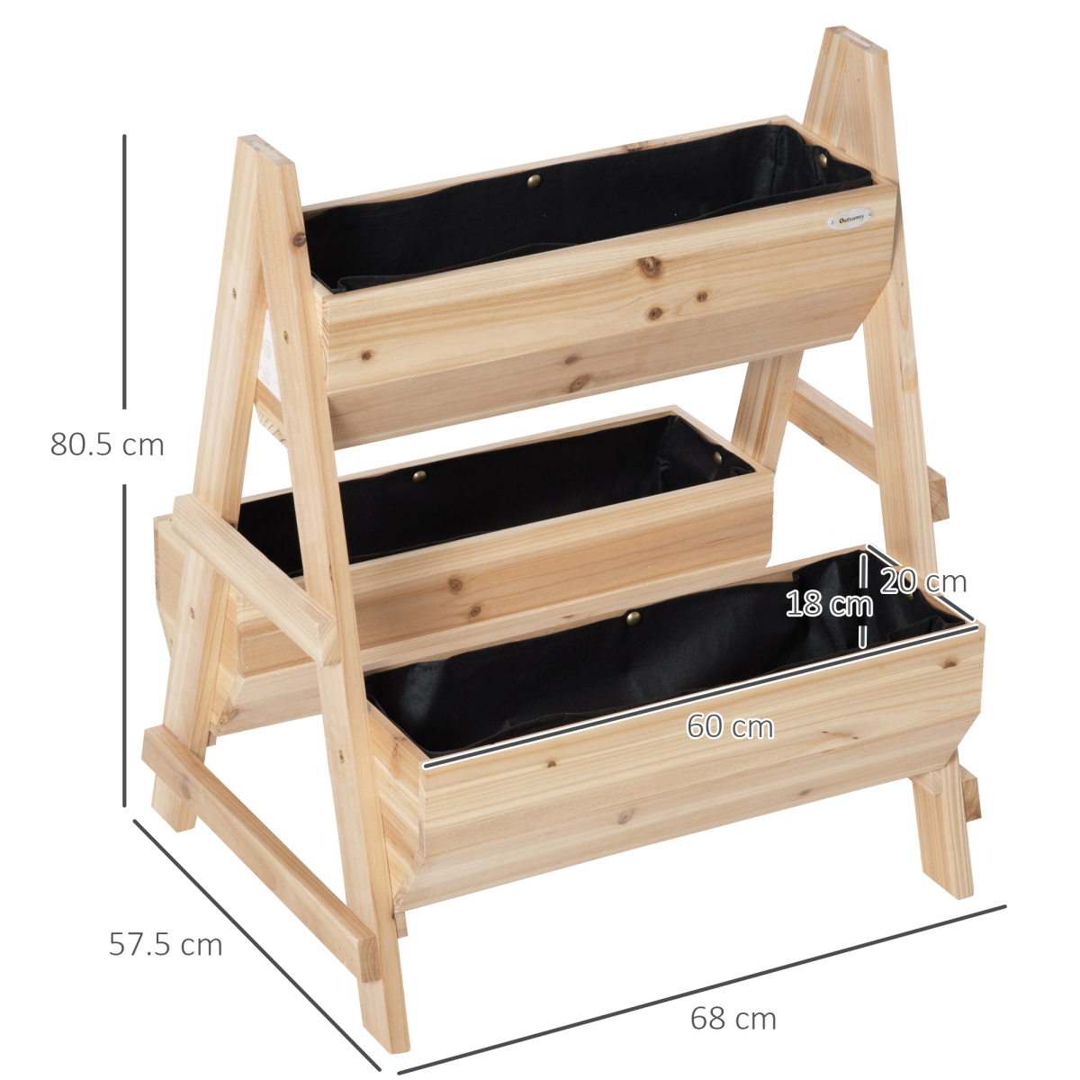 wood raised garden bed planter box with stand view 3