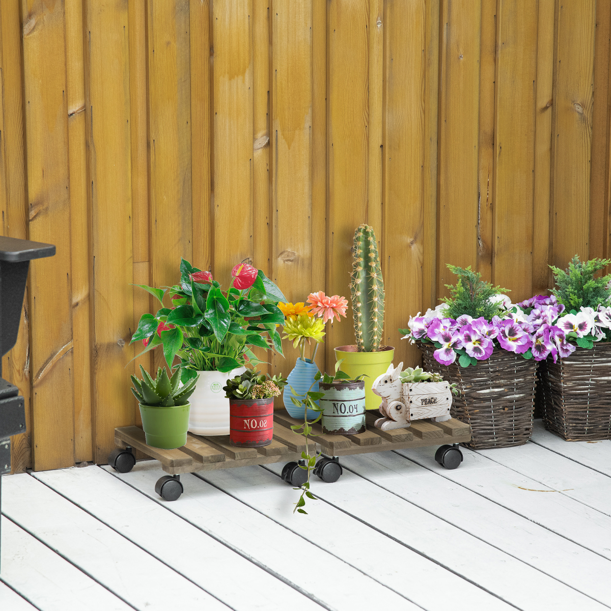2 Pack Plant Stand with Wheels, Flowerpot Holder