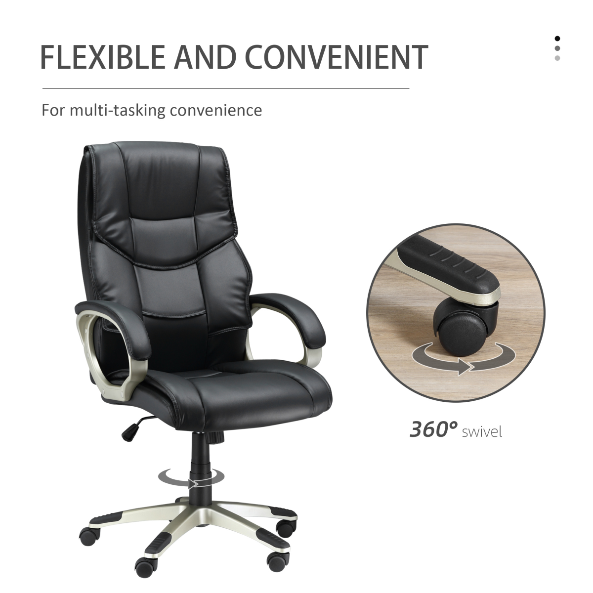 Executive Computer Office Desk Chair PU Leather Swivel