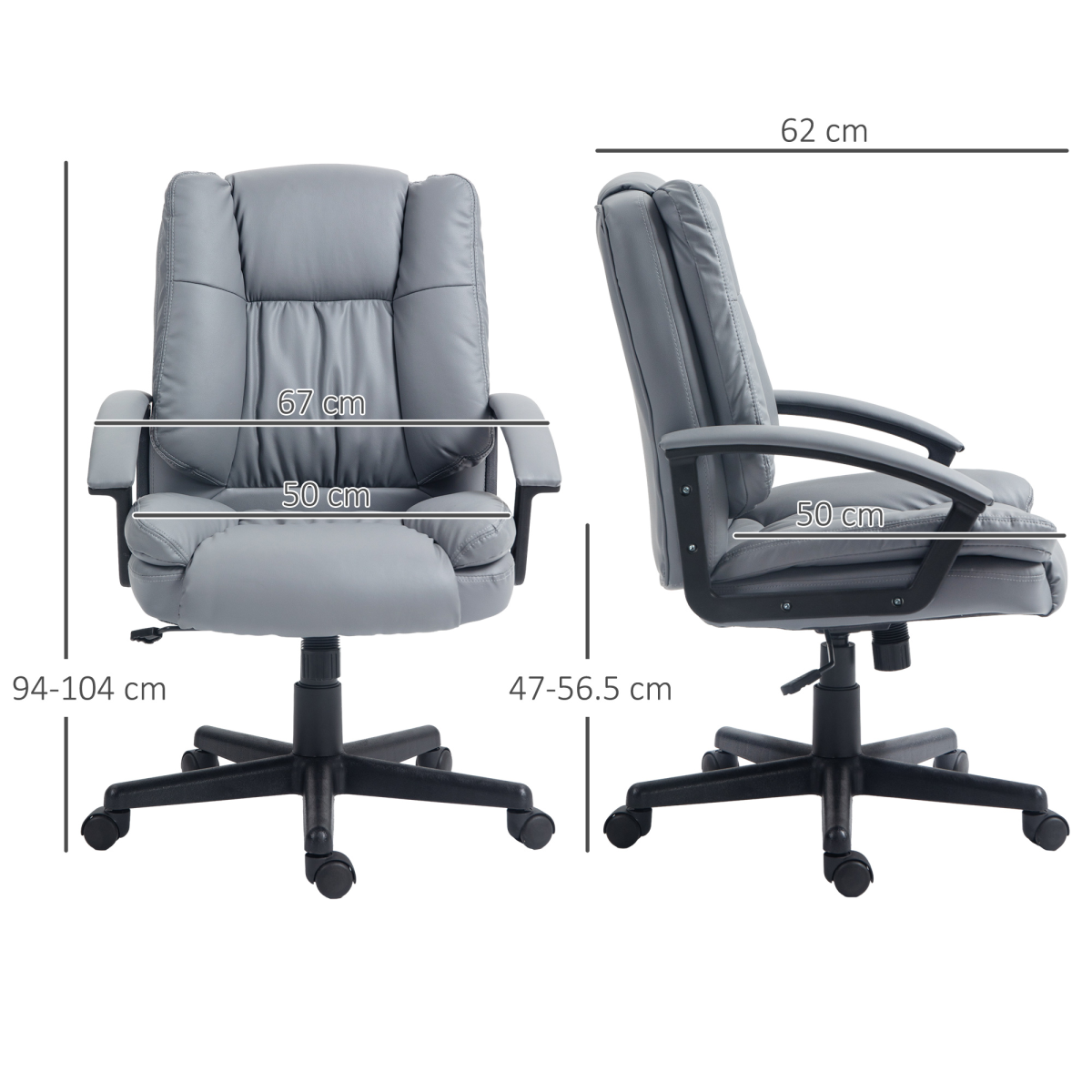 Faux Leather Home Office Chair Light Grey
