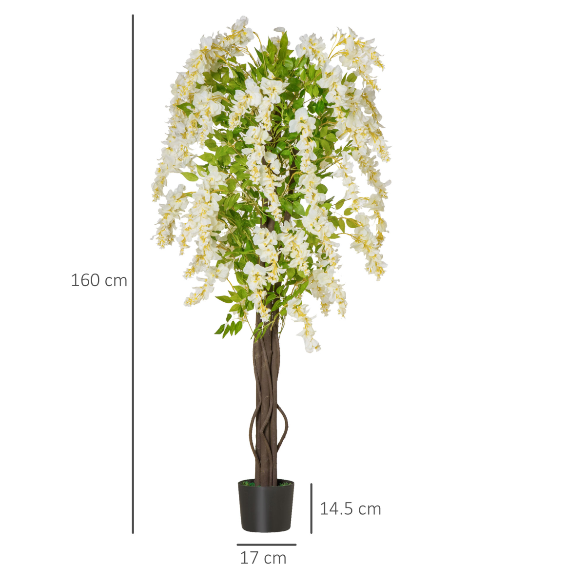 Artificial White Wisteria Tree Faux Decorative Plant