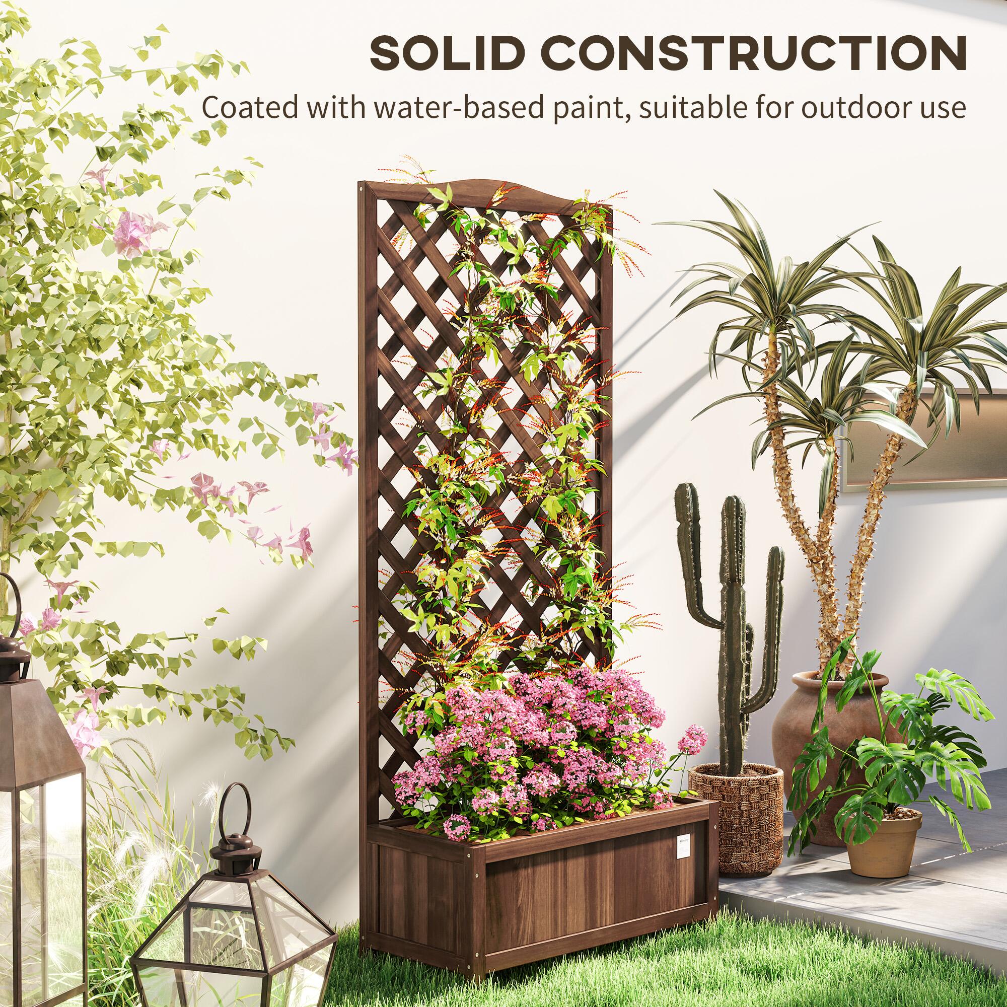 Garden Wooden Planter Box with Trellis Flower Raised Bed