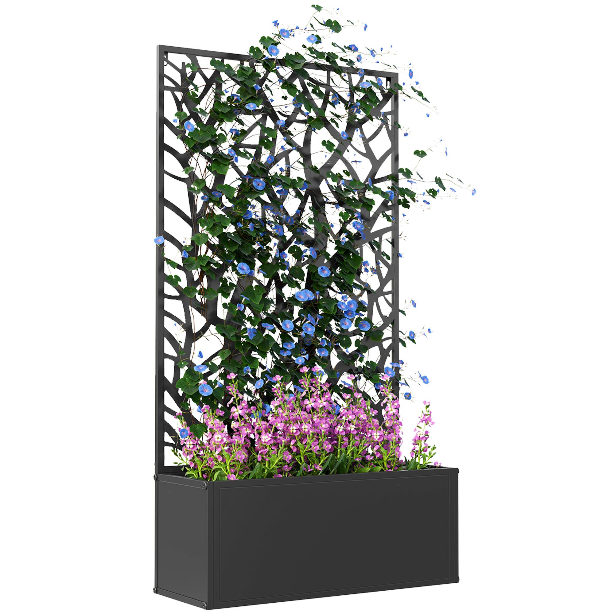 Metal Raised Garden Bed with Trellis, Elevated Planter Box