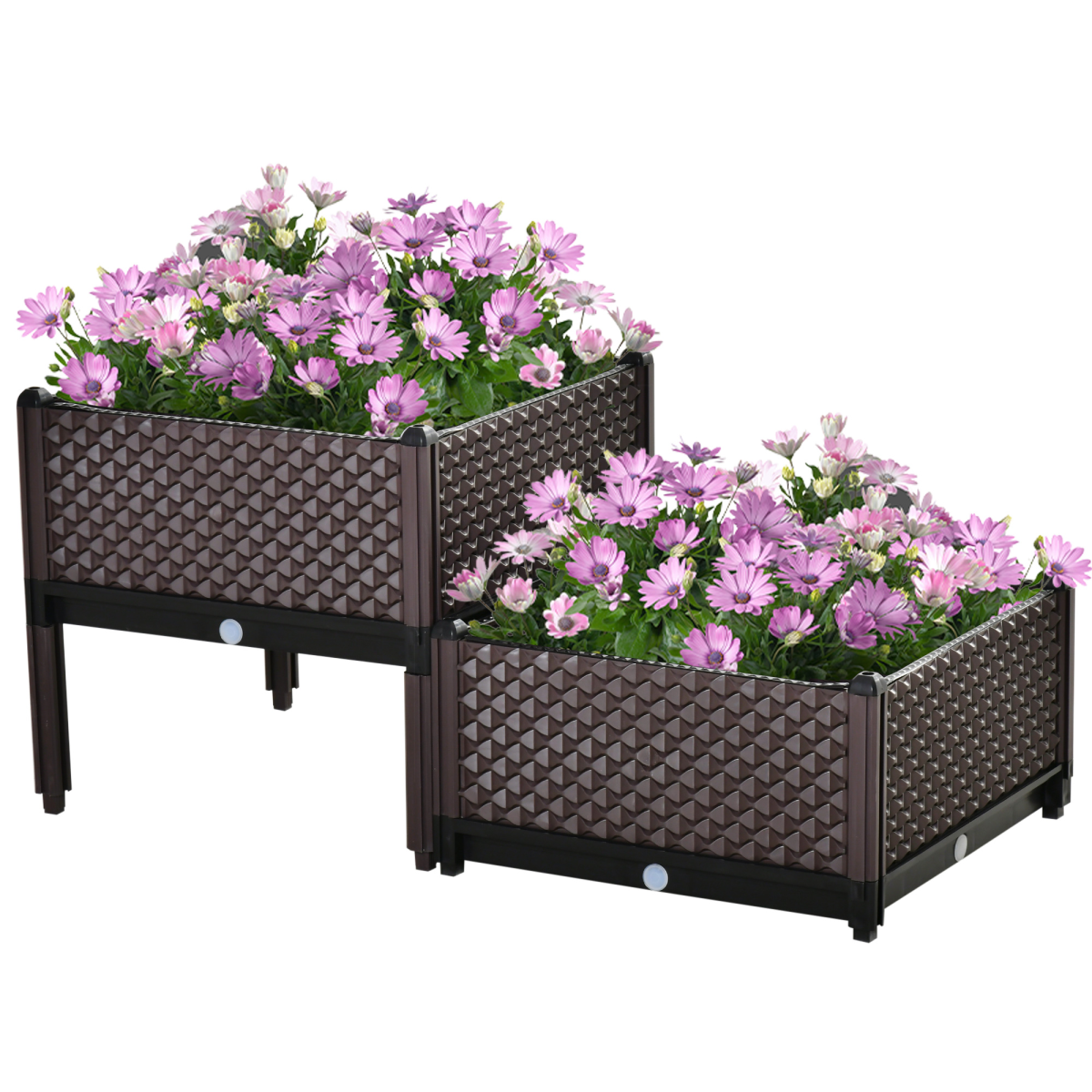 2-Piece Raised Garden Bed Planter Box for Flowers