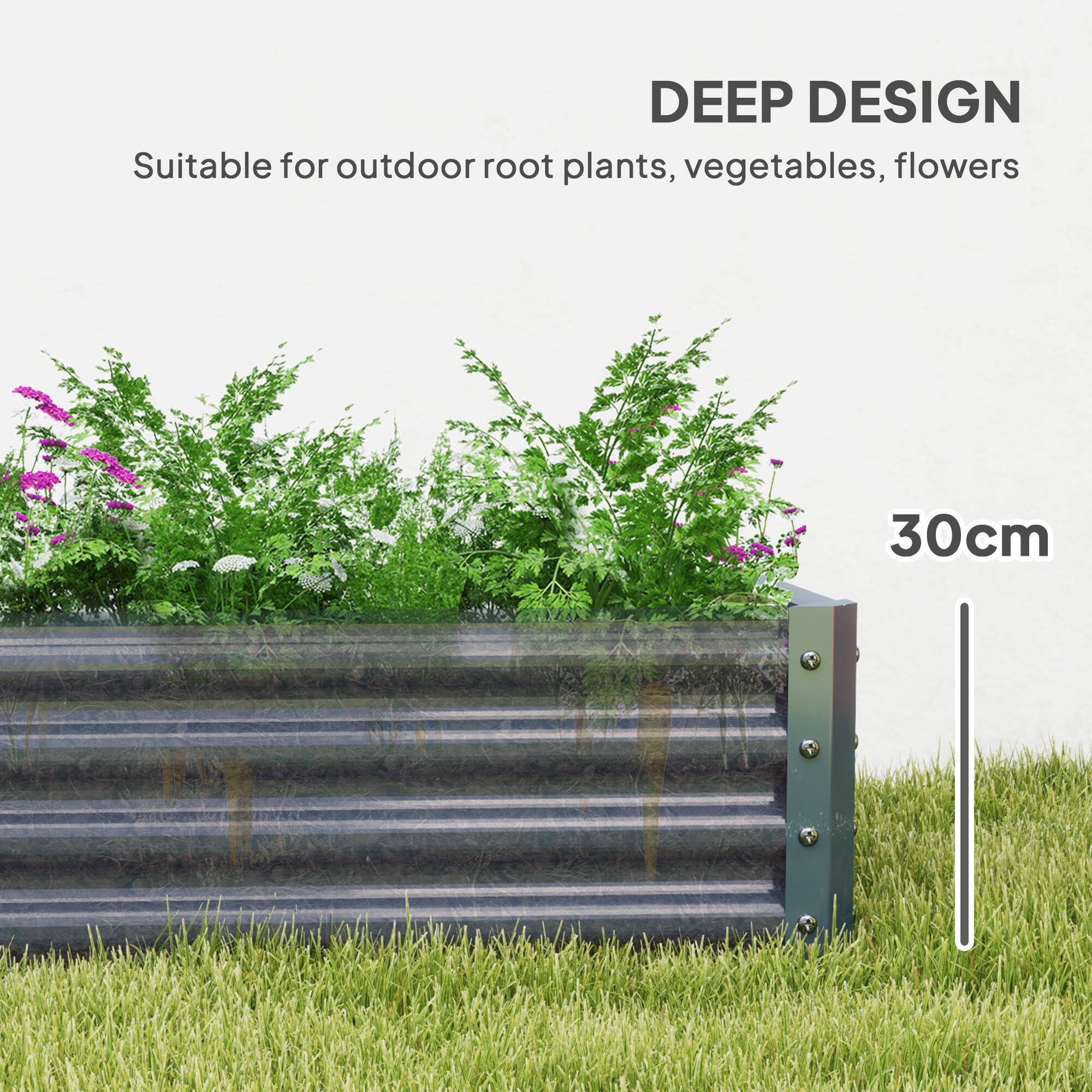 Galvanised Raised Garden Raised Bed, Silver